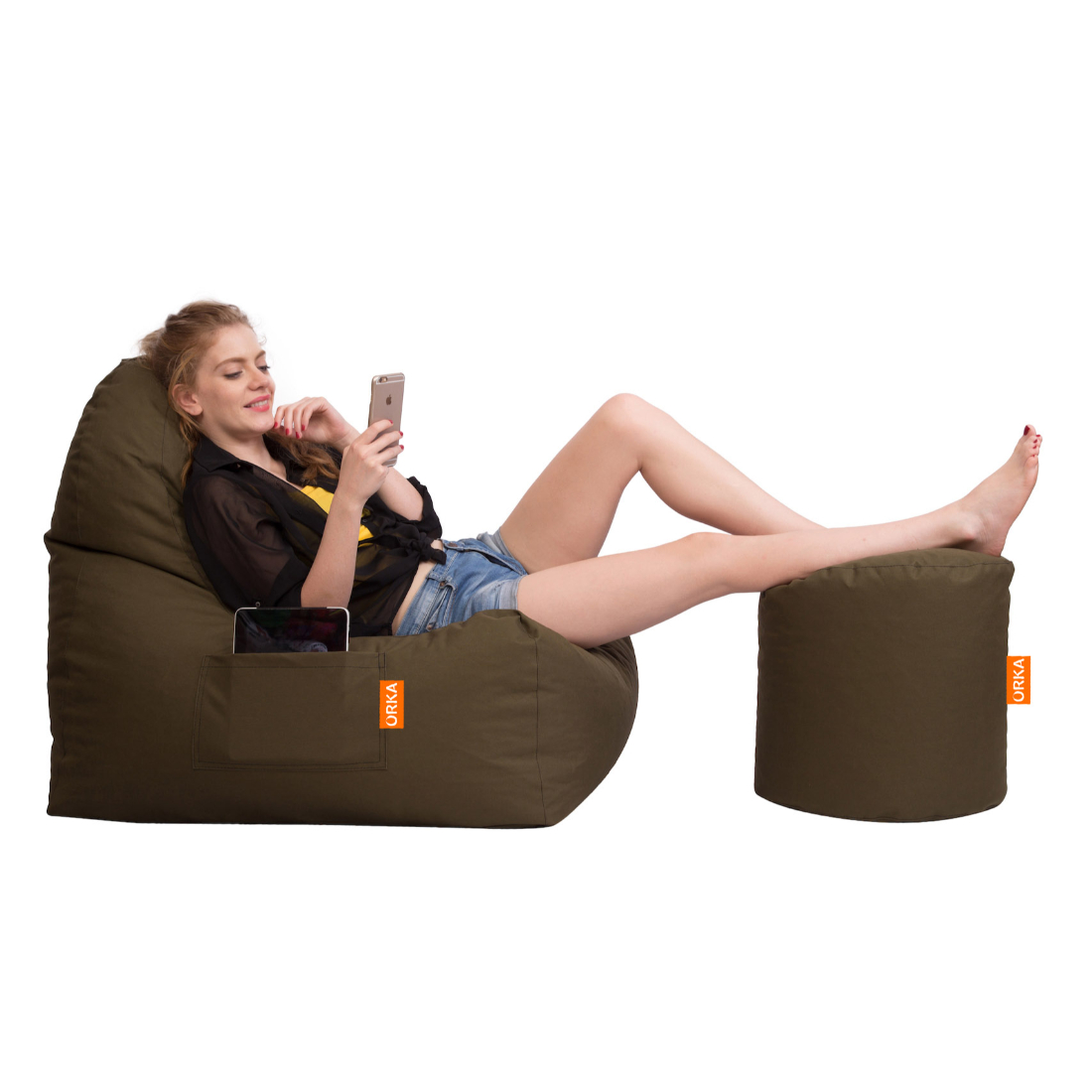 Can bean bags Solid Denier Fabric Triangle Chair Bean Bag With Footstool